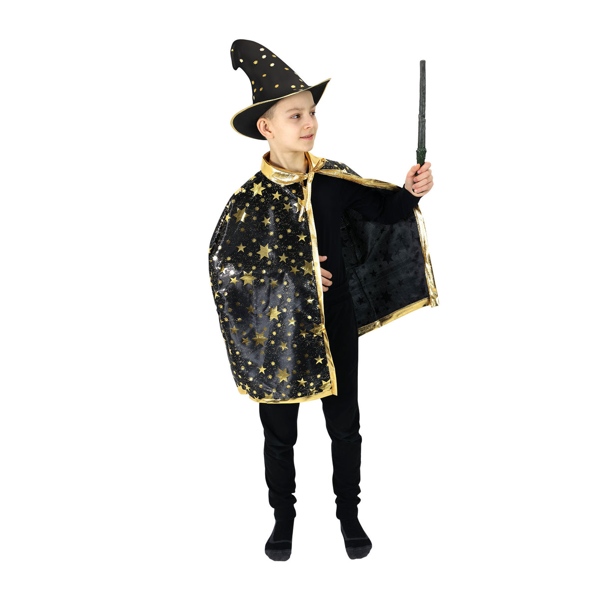 Children's wizard costume black cloak