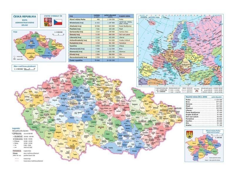 ČR zeměpisnáadministrativní mapa A3