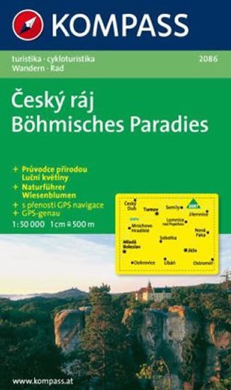 Český ráj Böhmisches Paradies 150 000 turistická mapa KOMPASS 2086