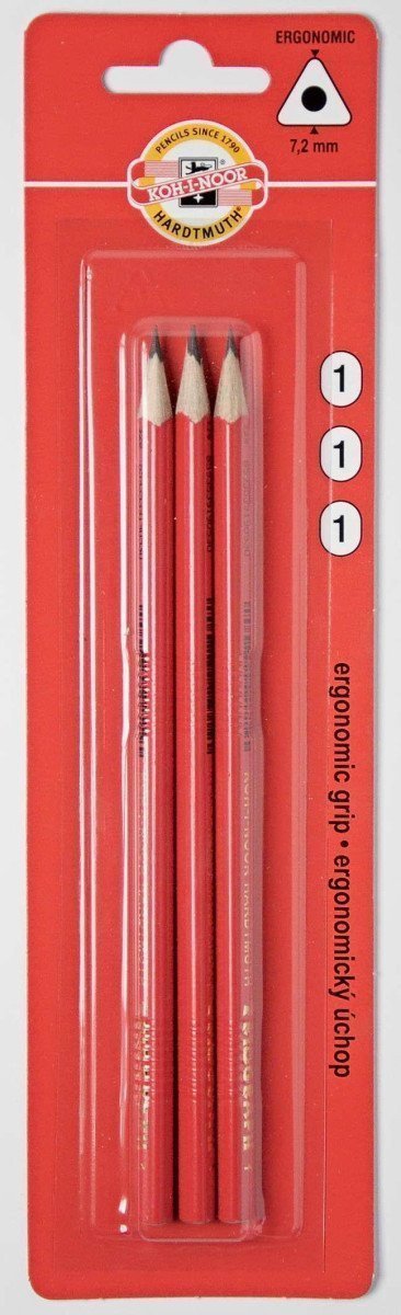Koh-i-noor tužka grafitová trojhranná č1červená set 3 ks
