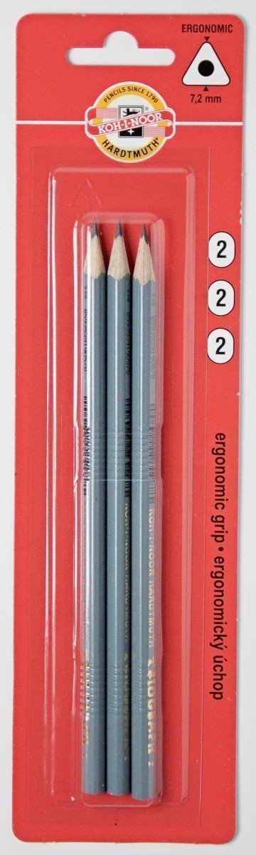 Koh-i-noor tužka grafitová trojhranná č2šedá set 3 ks