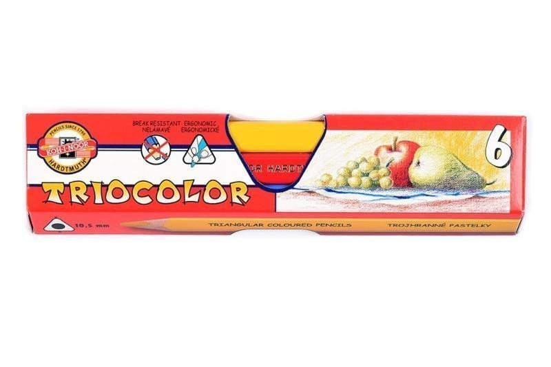 Koh-i-noor pastelky TRIOCOLOR trojhranné silné souprava 6 ks v papírové krabičce
