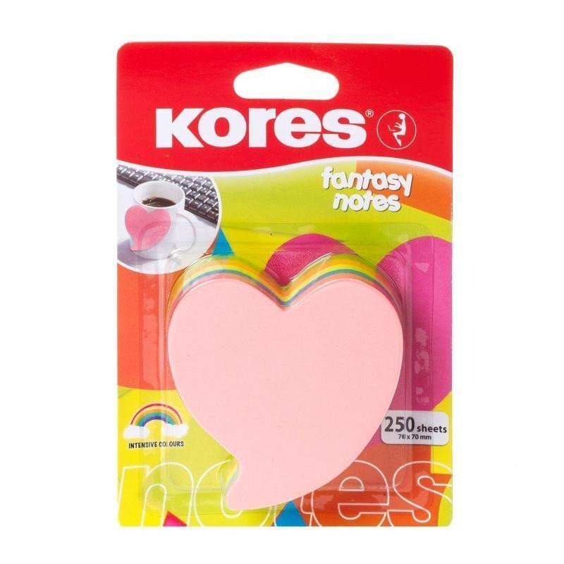 Kores Neonové bločky 70x70mm HEART tvar srdce mix 5 barev