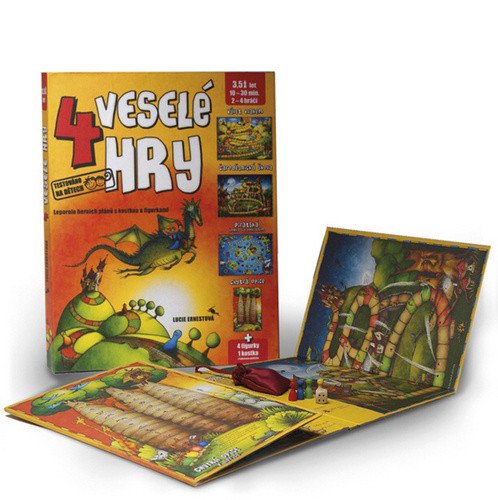 4 veselé hry - Leporelo herních plánů s kostkou a figurkami – Ernestová Lucie