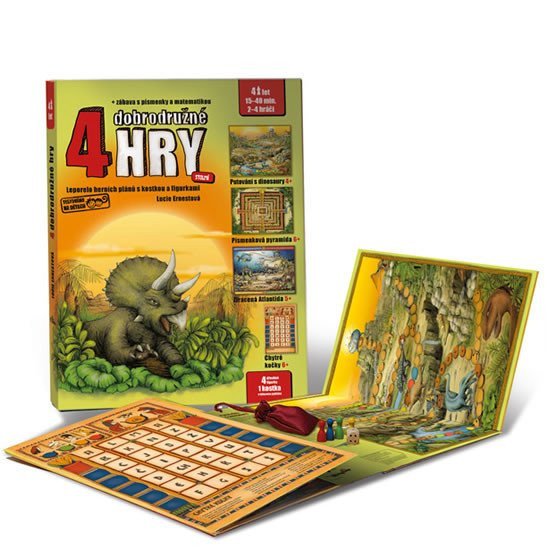 4 dobrodružné hry - Leporelo herních plánů s kostkou a figurkami – Ernestová Lucie