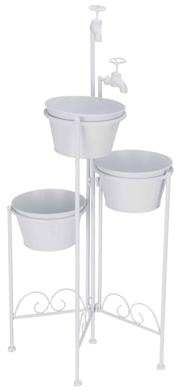 White Metal Flower Stand with Three Planters