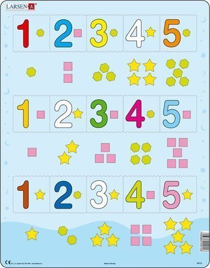 Puzzle MAXI - Čísla 1-5 s grafickými znaky15 dílků