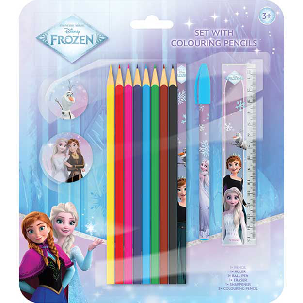 Frozen stationery set with 8 coloured pencils