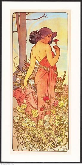 Pohled Alfons Mucha – Carnation dlouhý