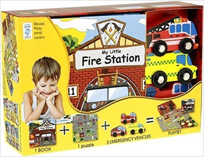My Little Book about Fire Station Book Wooden Toy 16-piece Puzzle