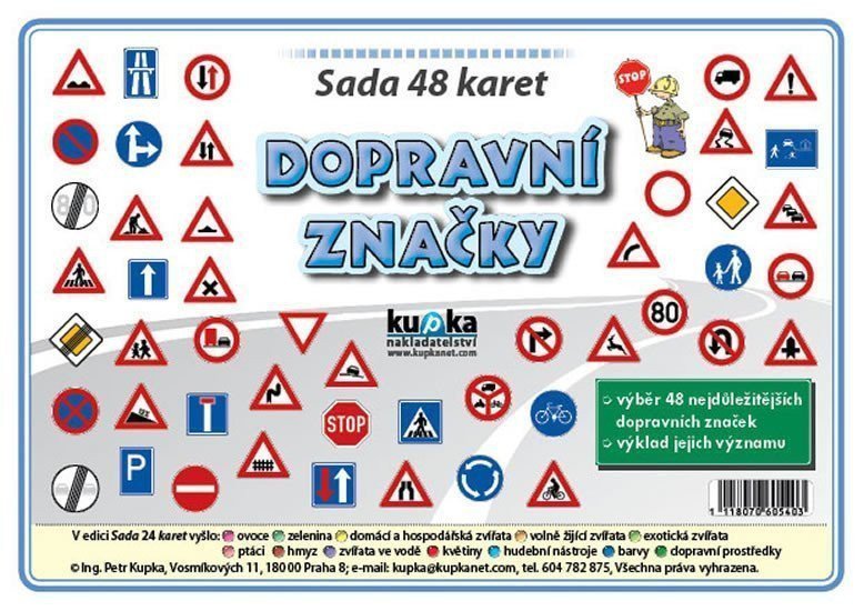 Sada 48 malých karet A7 - dopravní značky