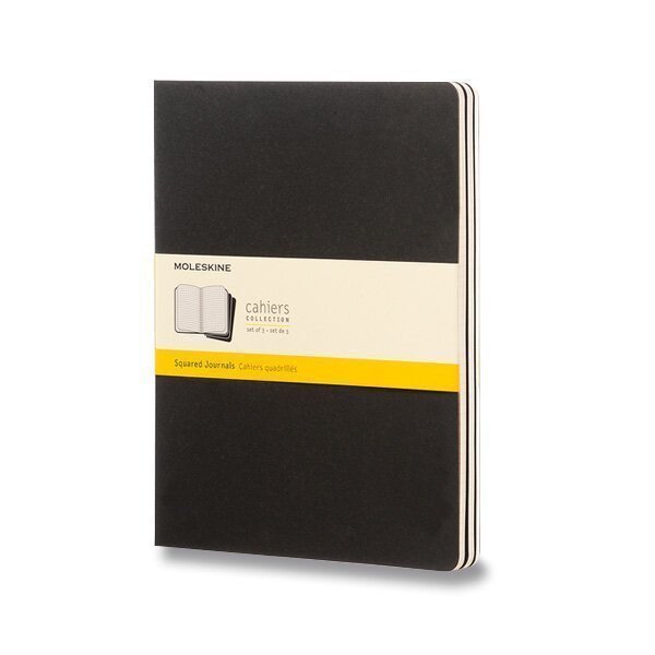 Sešity Moleskine Cahier - tvrdé desky - XL čtverečkovaný 3 ks černý