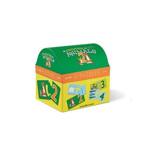 Puzzle truhlička Counting AnimalsPočítání se zvířátky 12 dvoudílných puzzlí