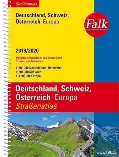 Německo, Rakousko, Švýcarsko atlas Falk spirála 19/20 (2018)