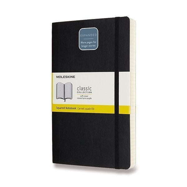 Zápisník Moleskine Expanded - měkké desky - L čtverečkovaný černý