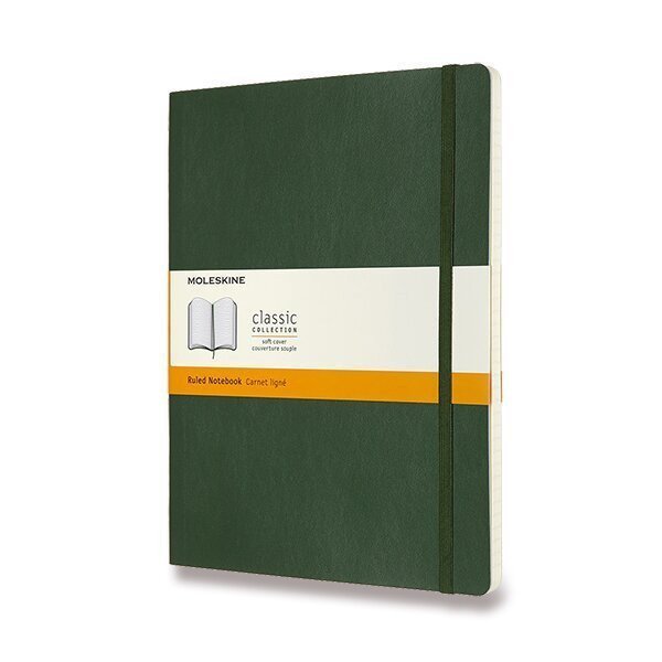 Zápisník Moleskine - měkké desky XL linkovaný - tm zelený