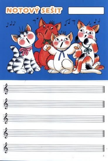 Notový sešit obrázek kočičky16str širší linky