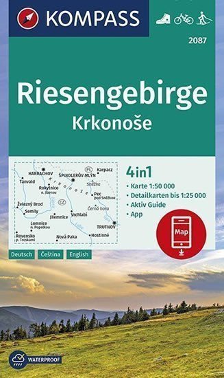 Riesengebirge Krkonoše 150 000 turistická mapa KOMPASS 2087