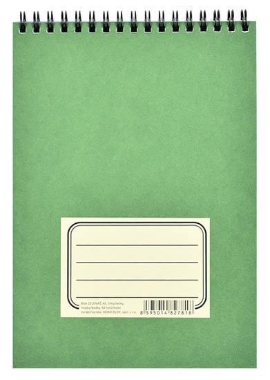 Kroužkový blok ZELENÁČ s horní vazbou A5 linkytečky 50 listů
