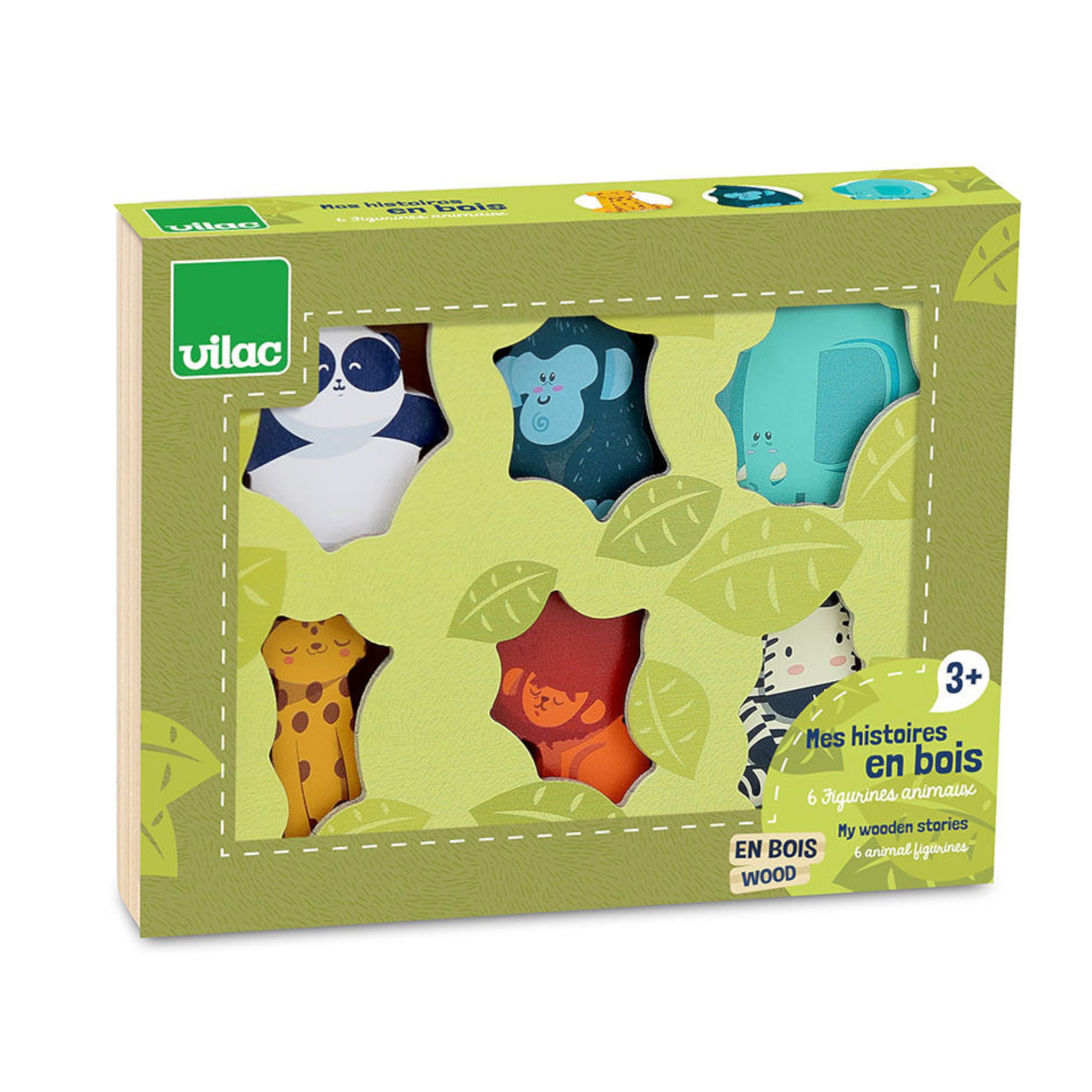 Vilac Wooden Jungle Animal Figures, 6 pcs