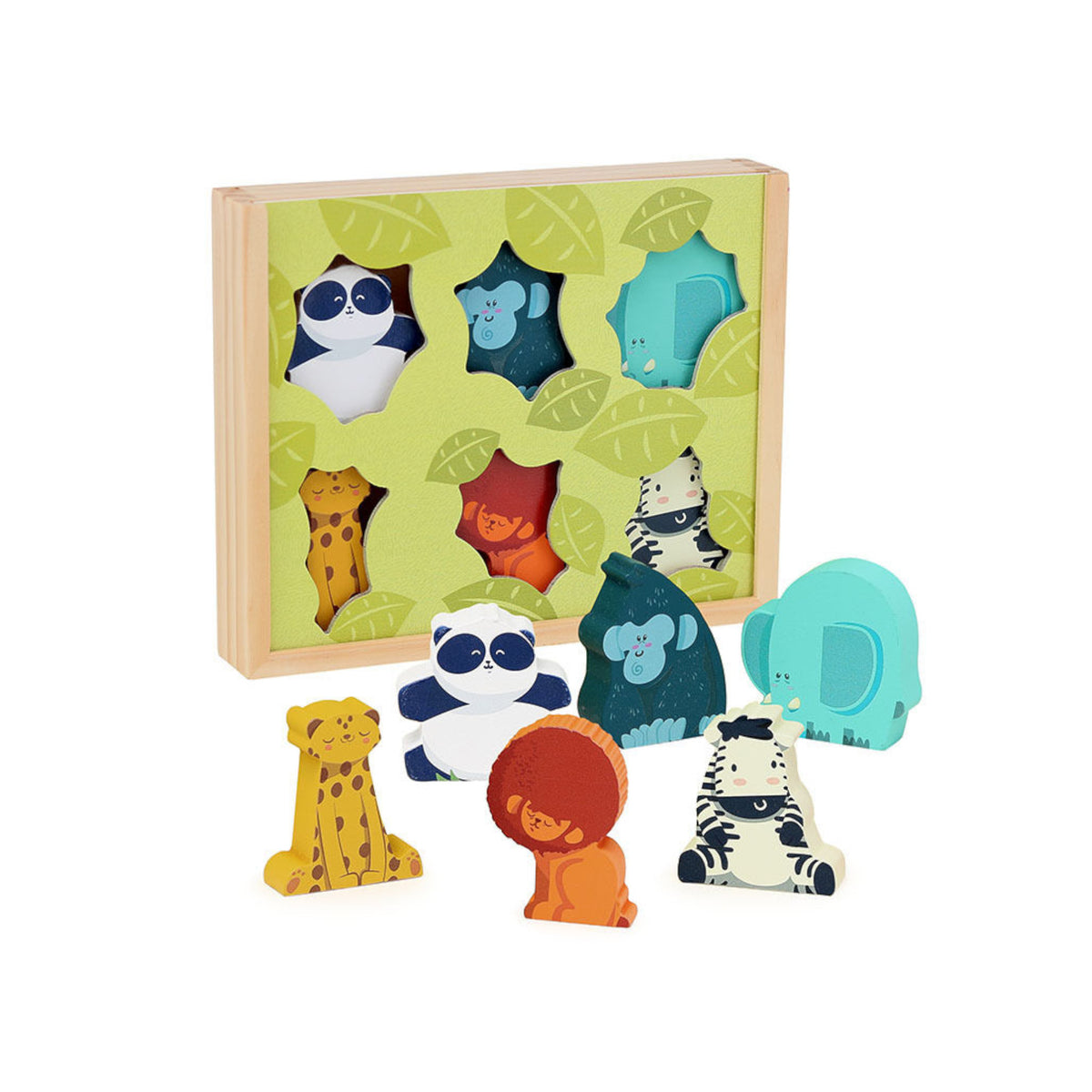 Vilac Wooden Jungle Animal Figures, 6 pcs