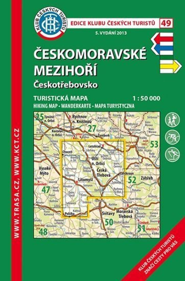 Českomoravské mezihoří KČT 49 150T Turistická mapa