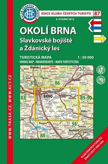 Okolí Brna Slavkovsko KČT 87 150T Turistická mapa