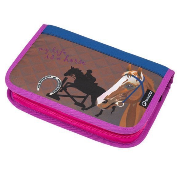Bagmaster Dívčí školní penál koník CASE GALAXY 9 B BLUEBROWNPINK