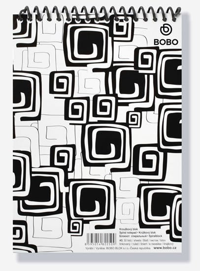 Blok BLACK WHITE s horní plastovou spirálou A5 linka 50 listů
