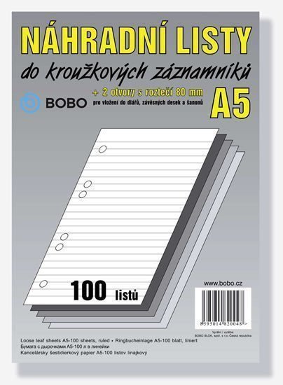 Náhradní listy A5 linka 100 listů