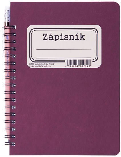 Kroužkový zápisník s tužkou RETRO B6 linka 70 listů