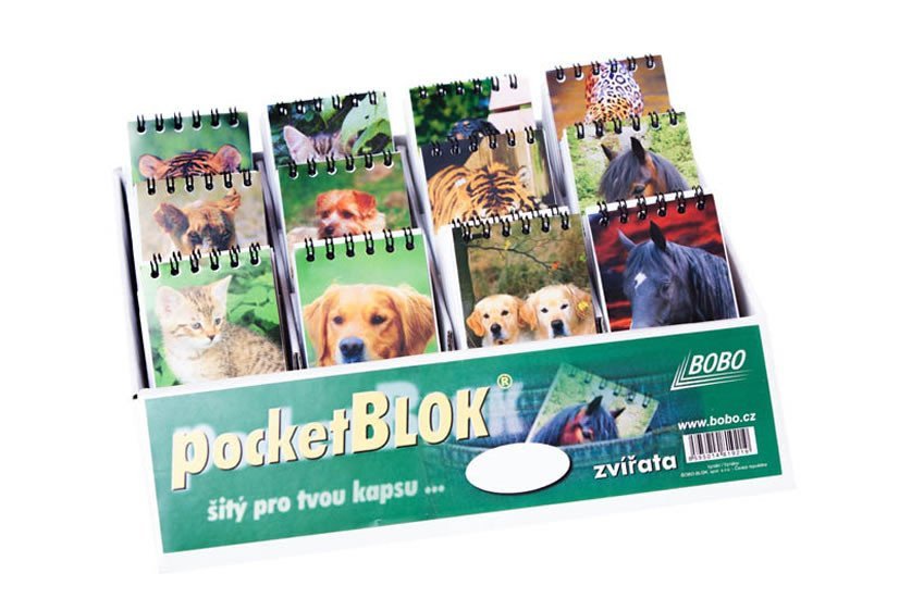 Pocket blok ZVÍŘATA 55 x 85 mm 12 motivů po 10 ks