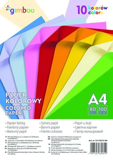 Sada barevných papírů A4 80 gm2 100 listů mix barev