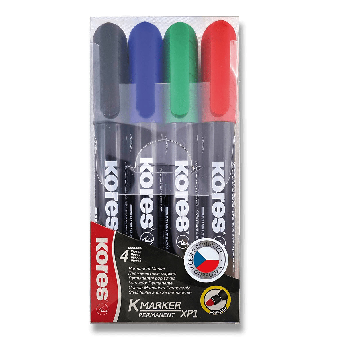 Kores K-MARKER Permanentní popisovač kulatý hrot 3 mm mix 4 barev
