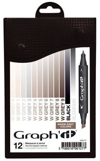 Graphit Set alkoholových popisovačů 12ks – Warm Grey
