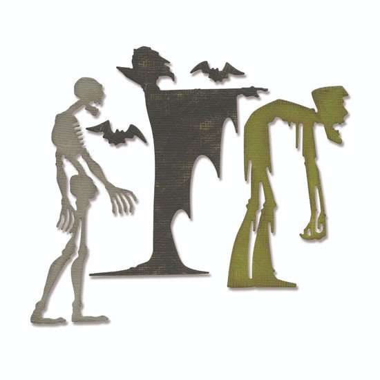 SIZZIX Thinlits vyřezávací kovové šablony - zombie smrtka drakula 4 ks