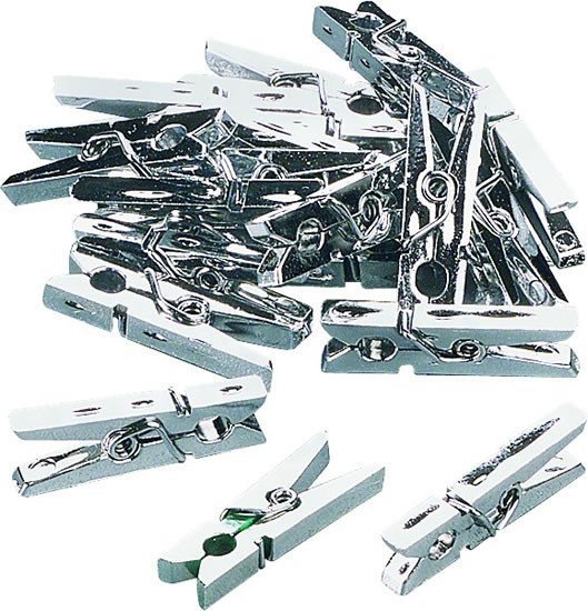 Mini kolíčky 25 cm - stříbrné 20 ks