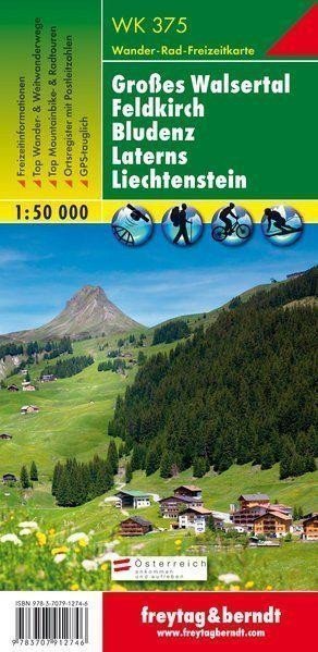 WK 375 Großes Walsertal Feldkirch Bludenz Laterns Lichtenštejnsko 150 000 turistická mapa
