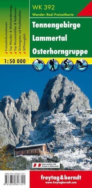 WK 392 Tennengebirge Lammertal Osterhorngruppe 150 000 turistická mapa