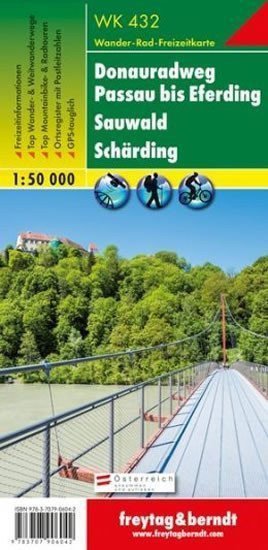 WK 432 Donauradweg Passau-Eferding 150 000 turistická mapa