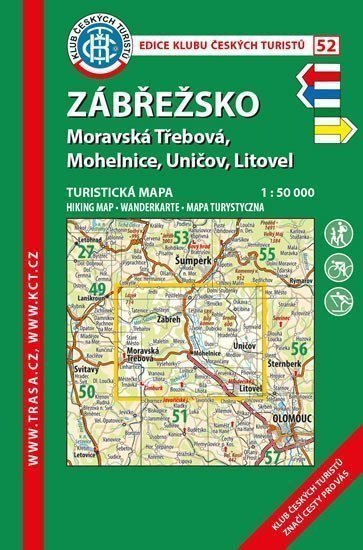 KČT 52 Zábřežsko Moravská Třebová Mohelnice Uničov Litovel 150 000tusristická mapa