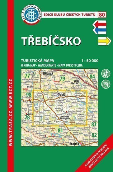 KČT 80 Třebíčsko 150 000turistická mapa