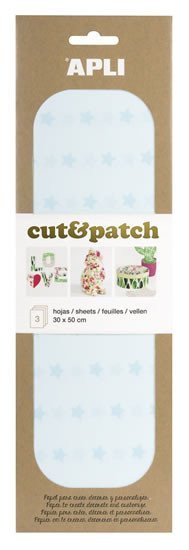 APLI CutPatch papír 30 x 50 cm - Hvězdičky modrý pastel 3 ks
