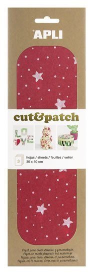 APLI CutPatch papír 30 x 50 cm - Hvězdy na červeném 3 ks