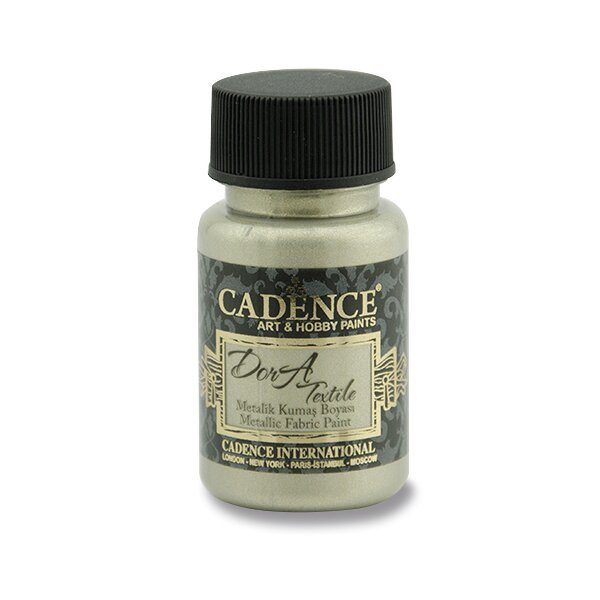 Metalická barva na textil Cadence Dora Textile - platinová / 50 ml