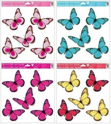 Okenní fólie 33 x 30cm - motýli s glitrymix motivů