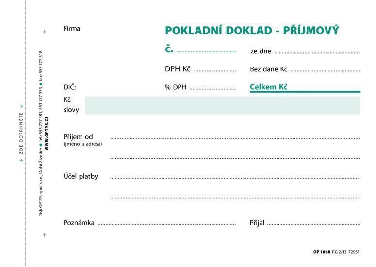 Příjmový doklad jedn s DPH A6 100 l NCR
