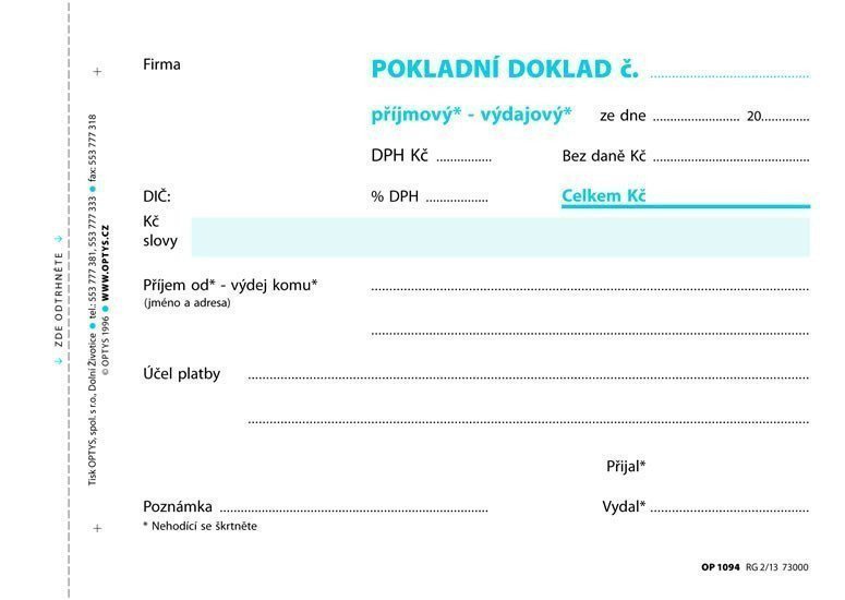 Univerzální pokladní doklad A6 100 listů