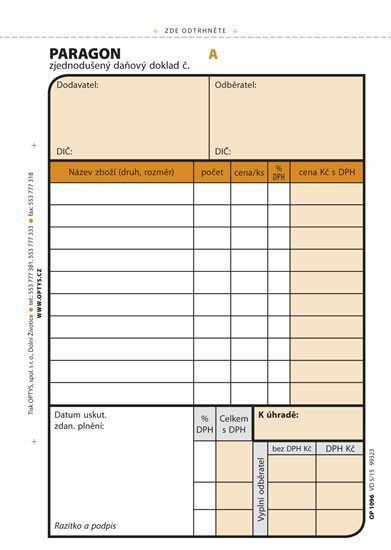 Paragon A6 3 × 25 listů číslovaný NCR