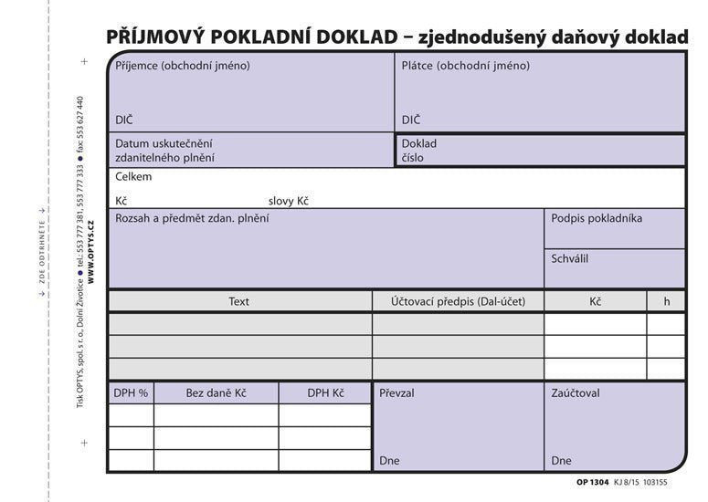 Příjmový doklad zjednodušený A6 100 listů NCR